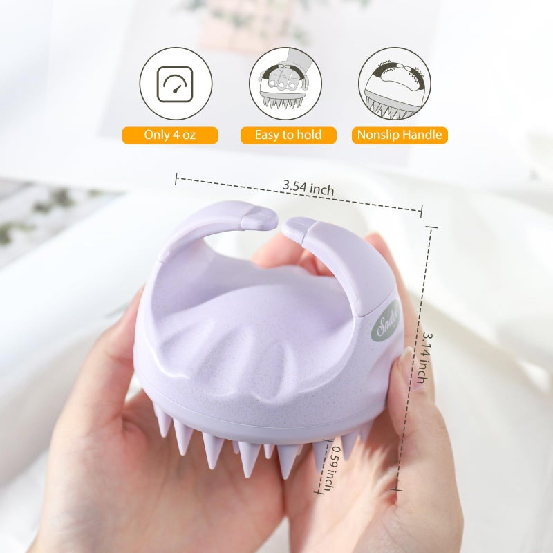 Sndyi Scalp Massager Shampoo Brush, Scalp Scrubber with Soft Silicone Bristles, Scalp Exfoliator for Dandruff Removal, Scalp Massager for Hair Growth, Wet Dry Hair Brush for Scalp Care, Taro Purple - Image 3