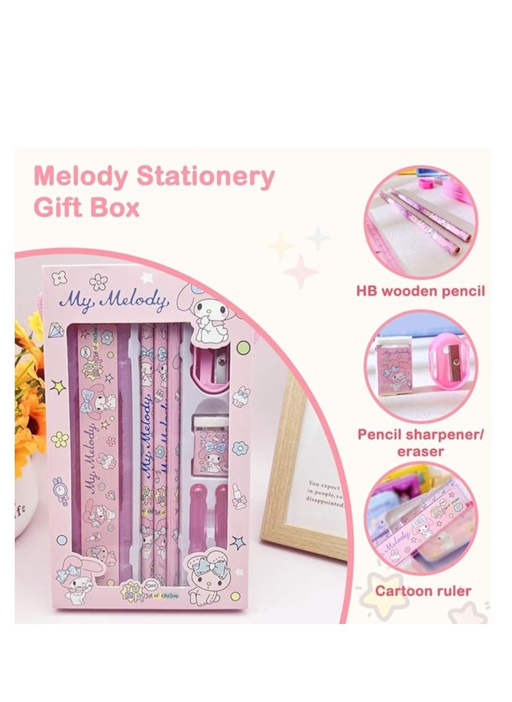 Sanrio Pink Merloti Stationery Kit Set School Pencil Kit (Pencil Eraser Ruler Set Included)  - Image 3