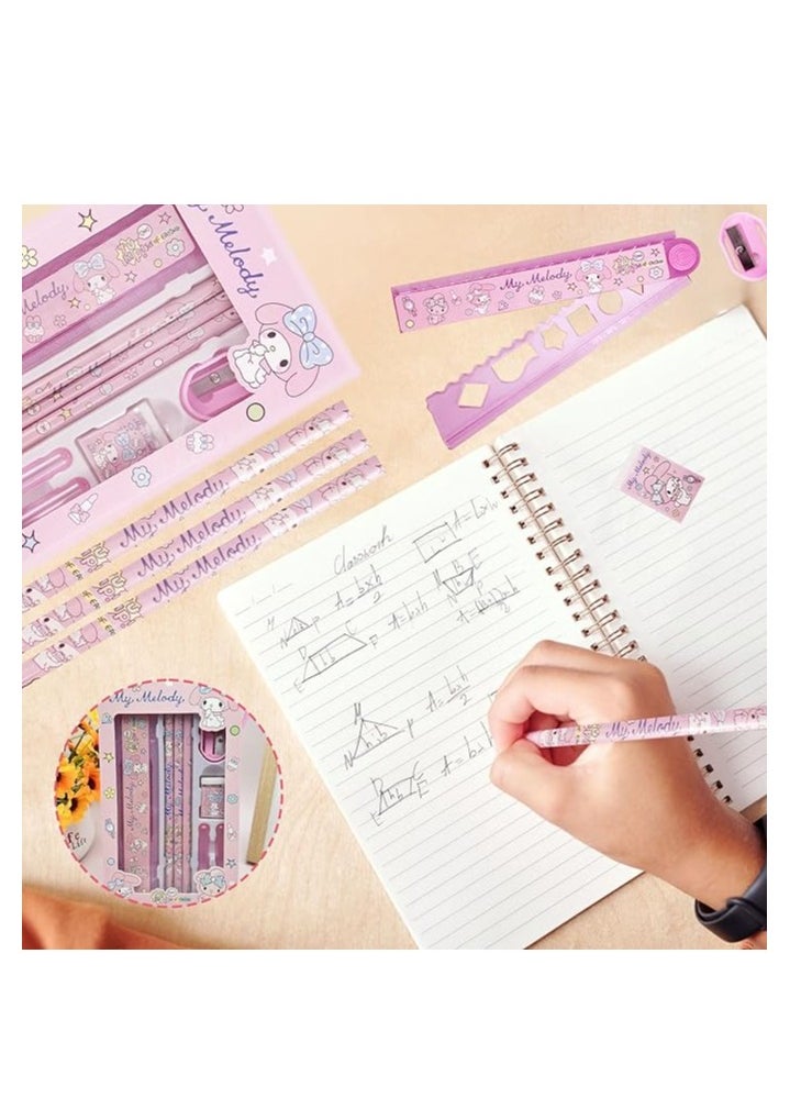 Sanrio Pink Merloti Stationery Kit Set School Pencil Kit (Pencil Eraser Ruler Set Included)  - Image 5
