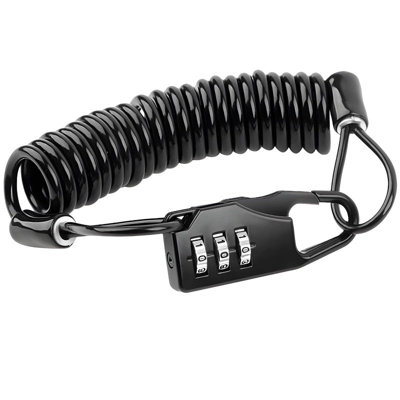 Retractable Motorcycle Helmet Lock with Combination Code Heavy Duty Aluminum Alloy Anti Theft Cable - Image 2
