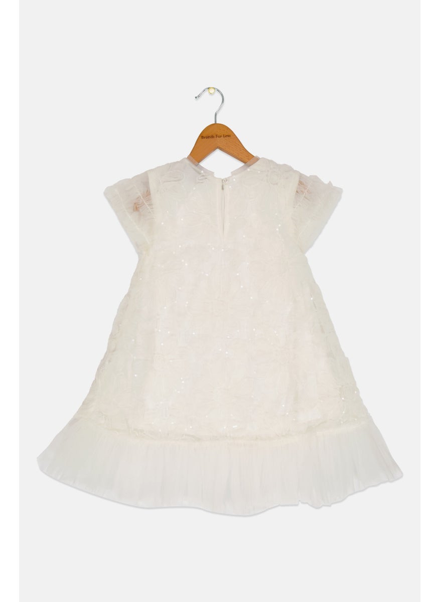 Luna Moon Toddlers Girl Sequined Party Dress, White  - Image 2