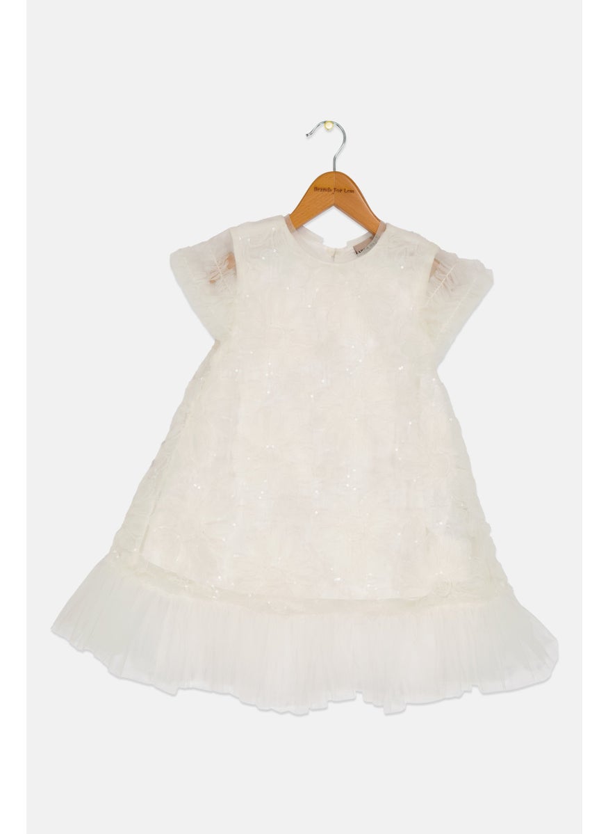 Luna Moon Toddlers Girl Sequined Party Dress, White  - Image 1