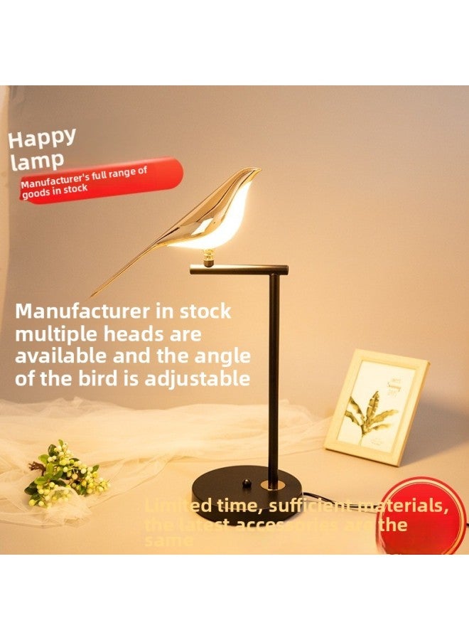 Creative Magpie Table Lamp Bird Lamp Light Luxury Minimalist Eye Protection Living Room Decoration Wedding Atmosphere Lamp Bedroom Lamp Memphis-Light Source Power:European Regulations-Light Color:Double Head Wall Lamp