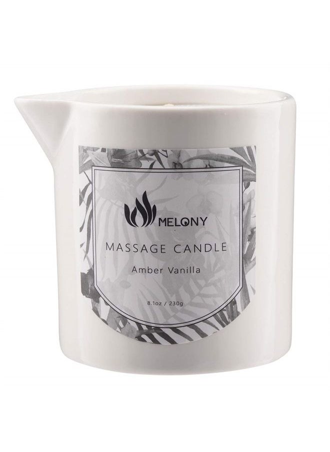 MELONY - Massage Oil Candle, Moisturizing, Body Oil Candle, Natural Soybeans, 8.1 oz, Amber Vanilla - Image 1