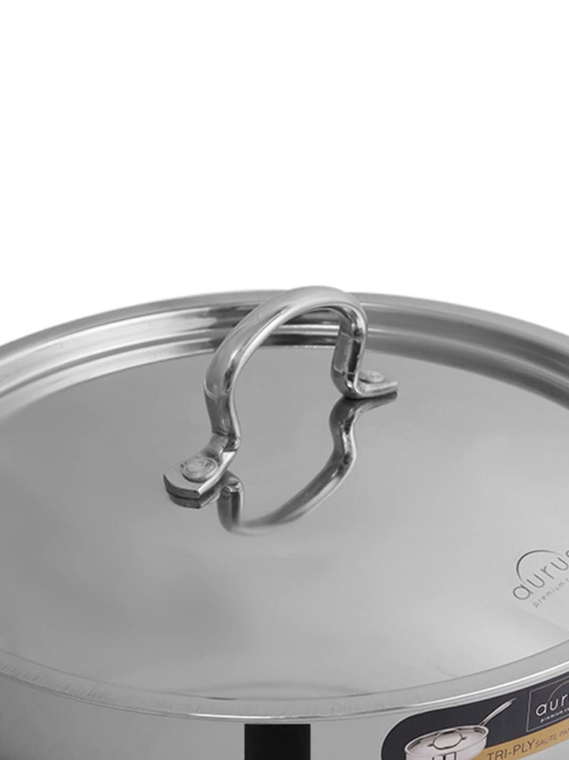 aurumé Aurum EON Triply Induction Base Stainless Steel Saute Pan with SS Lid 26 Cm, 3.1 LTR - Image 4