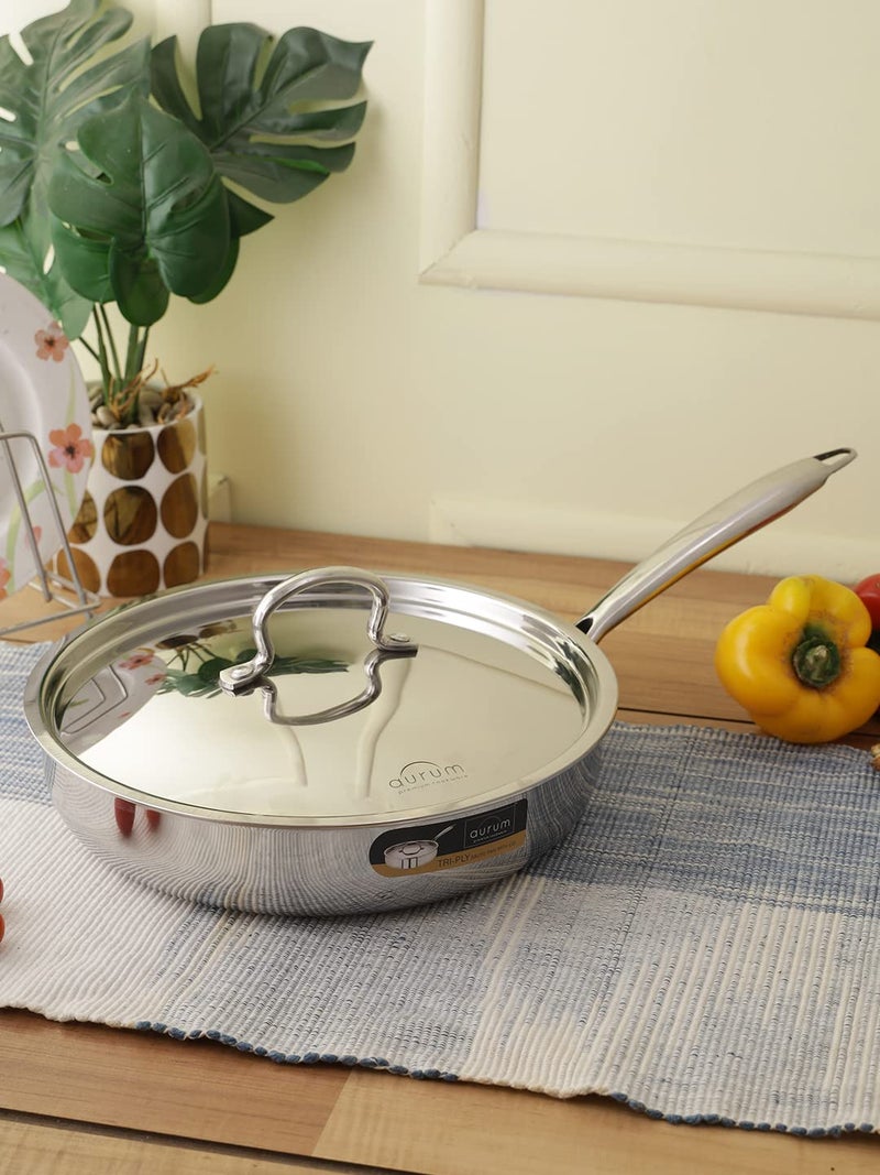 aurumé Aurum EON Triply Induction Base Stainless Steel Saute Pan with SS Lid 26 Cm, 3.1 LTR - Image 2