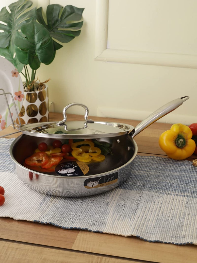 aurumé Aurum EON Triply Induction Base Stainless Steel Saute Pan with SS Lid 26 Cm, 3.1 LTR - Image 3