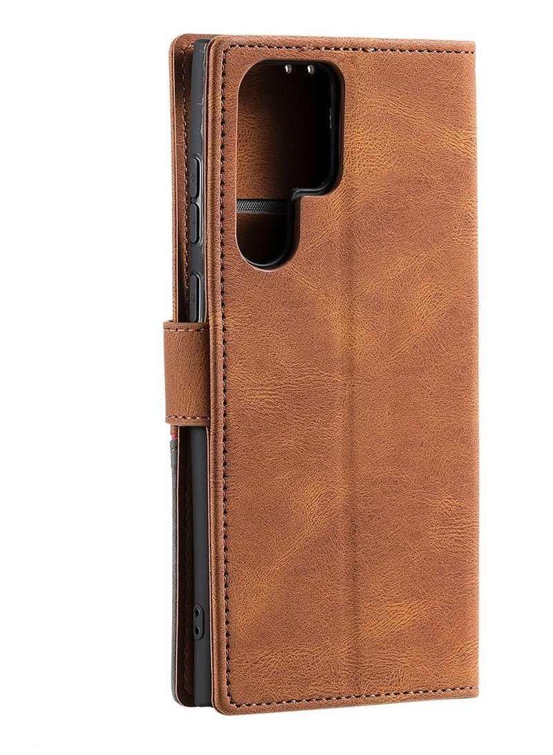 Suteni Color Block Flip Cover Card Slots Leather Phone Case for Samsung - Image 2