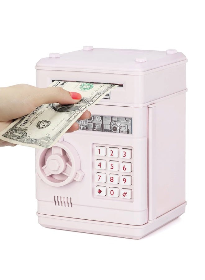 Refasy Banks for Kids, Electronic Piggy Bank ATM Kids Cash Coin Can Girls Money Children Safe Saving Box Gifts Boys Girls, Light Purple, 5.31 * 5.51 * 7.28inch - Assorted Color - Image 1