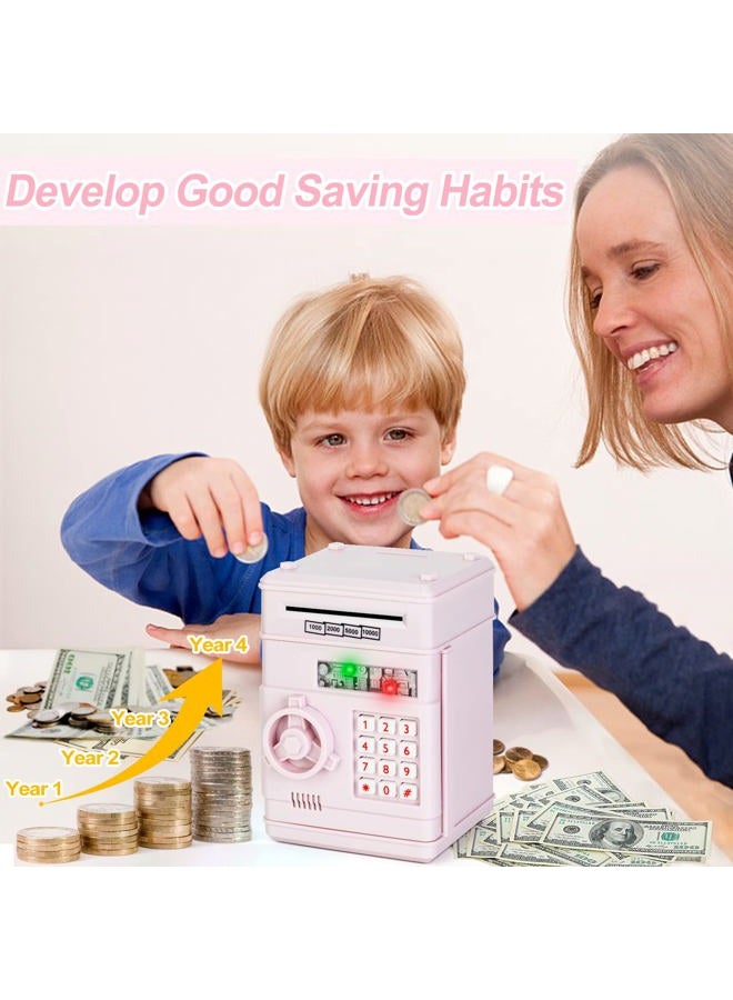 Refasy Banks for Kids, Electronic Piggy Bank ATM Kids Cash Coin Can Girls Money Children Safe Saving Box Gifts Boys Girls, Light Purple, 5.31 * 5.51 * 7.28inch - Assorted Color - Image 2