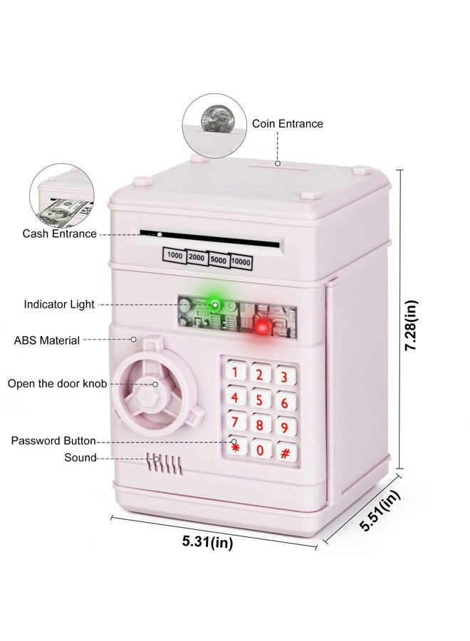 Refasy Banks for Kids, Electronic Piggy Bank ATM Kids Cash Coin Can Girls Money Children Safe Saving Box Gifts Boys Girls, Light Purple, 5.31 * 5.51 * 7.28inch - Assorted Color - Image 3