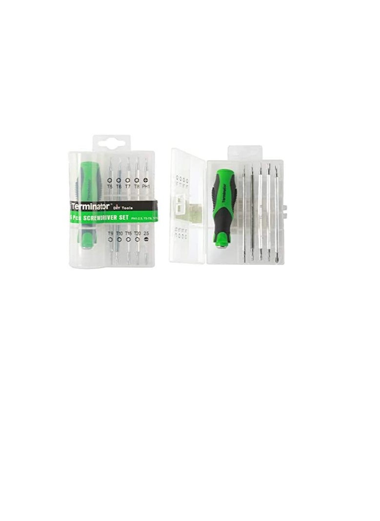Terminator Terminator Screwdriver 6Pcs Set, 5 Roots Various Heads, Rubberized Green Soft Handle TTSD 326  - Image 3