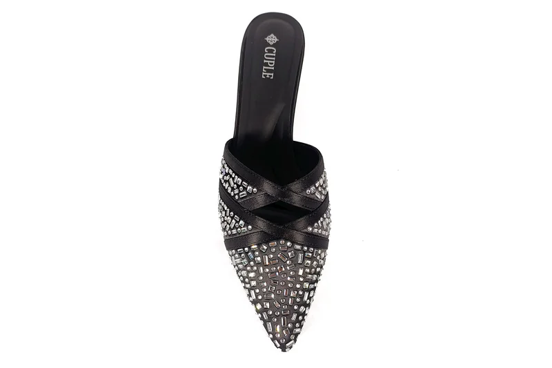 Cuple Womens pointed-toe block heel mules