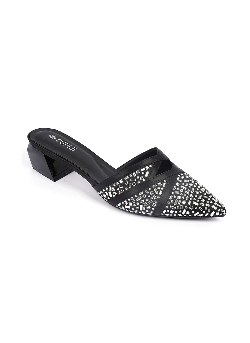 كيوبل Womens pointed-toe block heel mules