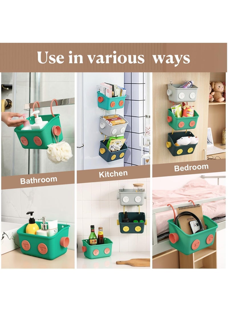 GUDOO - Toys Organizer Bath Toy Basket 3 Pack Cute Robot Bathtub Shower Toy Organizer Wall Mounted Hanging Bath Toy Holder with Hooks for Tub Laundry - Image 1