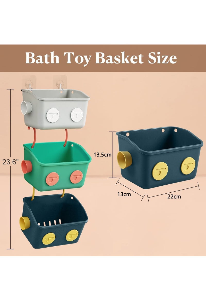 GUDOO - Toys Organizer Bath Toy Basket 3 Pack Cute Robot Bathtub Shower Toy Organizer Wall Mounted Hanging Bath Toy Holder with Hooks for Tub Laundry - Image 1