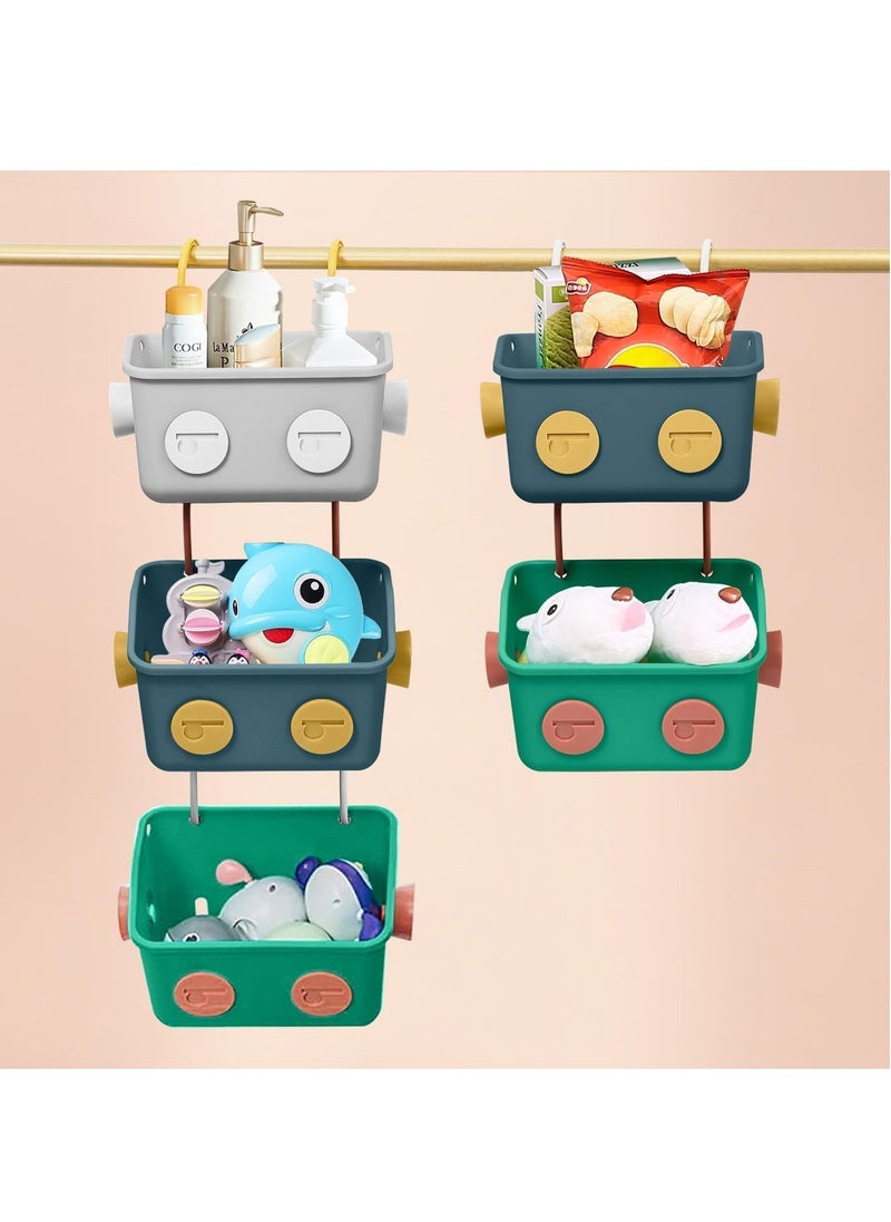GUDOO - Toys Organizer Bath Toy Basket 3 Pack Cute Robot Bathtub Shower Toy Organizer Wall Mounted Hanging Bath Toy Holder with Hooks for Tub Laundry - Image 1