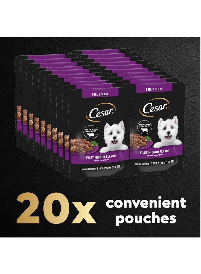 Cesar Filets In Gravy Wet Dog Food Filet Mignon Flavor, 1.76 Oz. MiniPouch, 20 Pack - Image 2