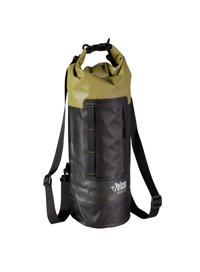 Pelican - ExoDry 20L Medium Drybag Black Waterproof Shoulder Straps Thick & Lightweight Roll Top Dry Compression Keeps Gear for Kayaking, Rafting, Hiking, Fishing - Image 1