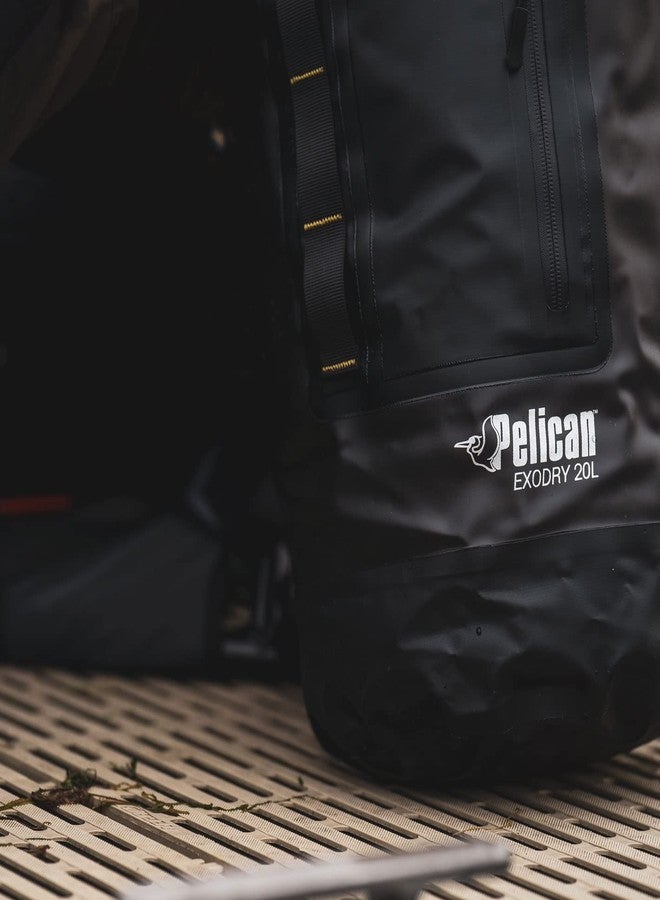 Pelican - ExoDry 20L Medium Drybag Black Waterproof Shoulder Straps Thick & Lightweight Roll Top Dry Compression Keeps Gear for Kayaking, Rafting, Hiking, Fishing - Image 3