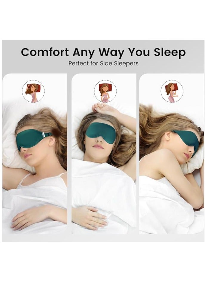 إسكدنيا قناع العين للنوم للرجال والنساء - قناع تعتيم مثالي للعين ثلاثي الأبعاد لنوم هادئ | تصميم جسر الأنف المعتم بنسبة 100% | غطاء ظلال عيون ناعم ومريح للسفر واليوجا والقيلولة - أخضر - Image 4