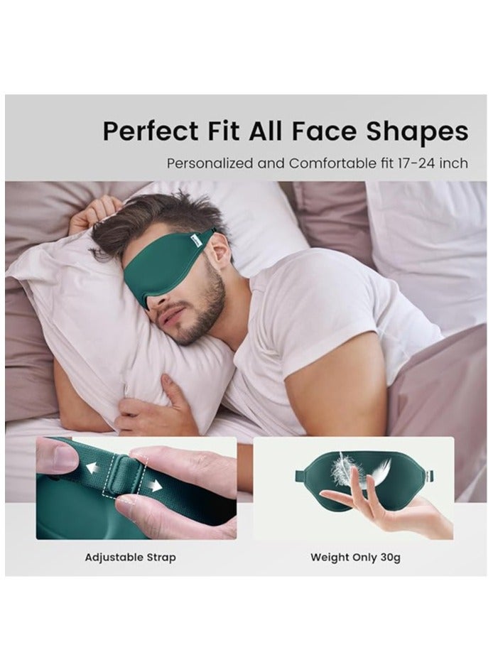 إسكدنيا قناع العين للنوم للرجال والنساء - قناع تعتيم مثالي للعين ثلاثي الأبعاد لنوم هادئ | تصميم جسر الأنف المعتم بنسبة 100% | غطاء ظلال عيون ناعم ومريح للسفر واليوجا والقيلولة - أخضر - Image 5