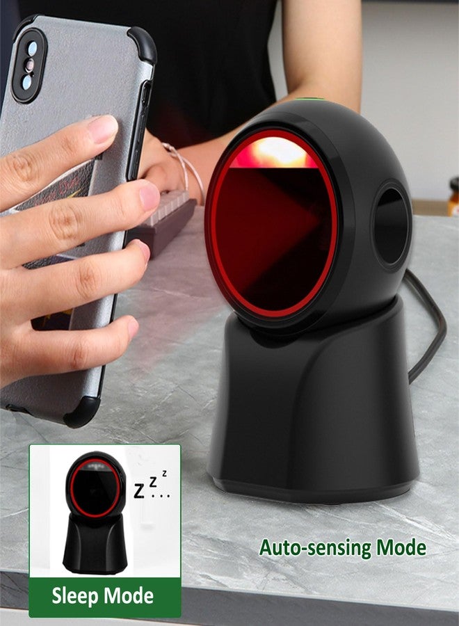 Rabitpos 1D 2D Barcode Scanner Desktop, USB Wired Handsfree QR Scanner, Omnidirectional Bar Code Reader Support Screen Code Scanning for POS PC Supermarket Library Retail Bookstore - Image 3