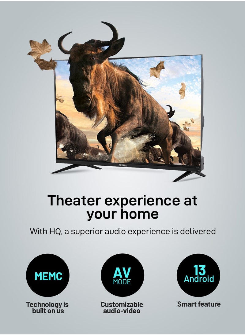 GEEPAS 42" Android Smart LED TV -Frameless, 1080 Full HD, Android 13, Color Temperature Adjustment, Progressive Scan, 2 USB & 2 HDMI Port, Headphone Jack, Remote Controller, Slim LED, 1 GB RAM  - Image 4