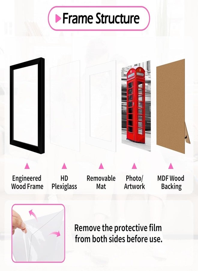 HOMERHYME إطارات صور هومرهايم مقاس 8×10، مجموعة من 8 إطارات صور سوداء للعرض على الطاولة أو الحائط، لعرض صور مقاس 5×7 مع إطار داخلي أو 8×10 بدون إطار، إطارات ملصقات مع زجاج شبكي عالي الجودة لتزيين جدران المنزل أو المكتب - Image 4
