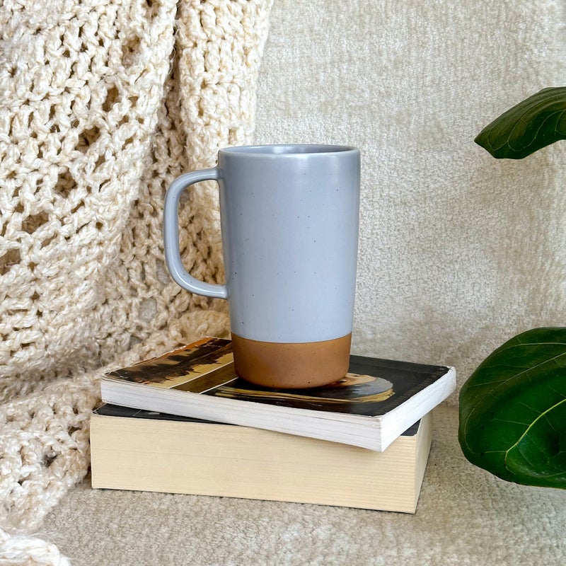Mora Ceramics Large Tea Mug with Loose Leaf Infuser and Ceramic Lid, 18 oz, Portable, Microwave and Dishwasher Safe, Tall Coffee Cup - Rustic Matte Ceramic Glaze, Modern Herbal Tea Strainer, Sleet - Image 5