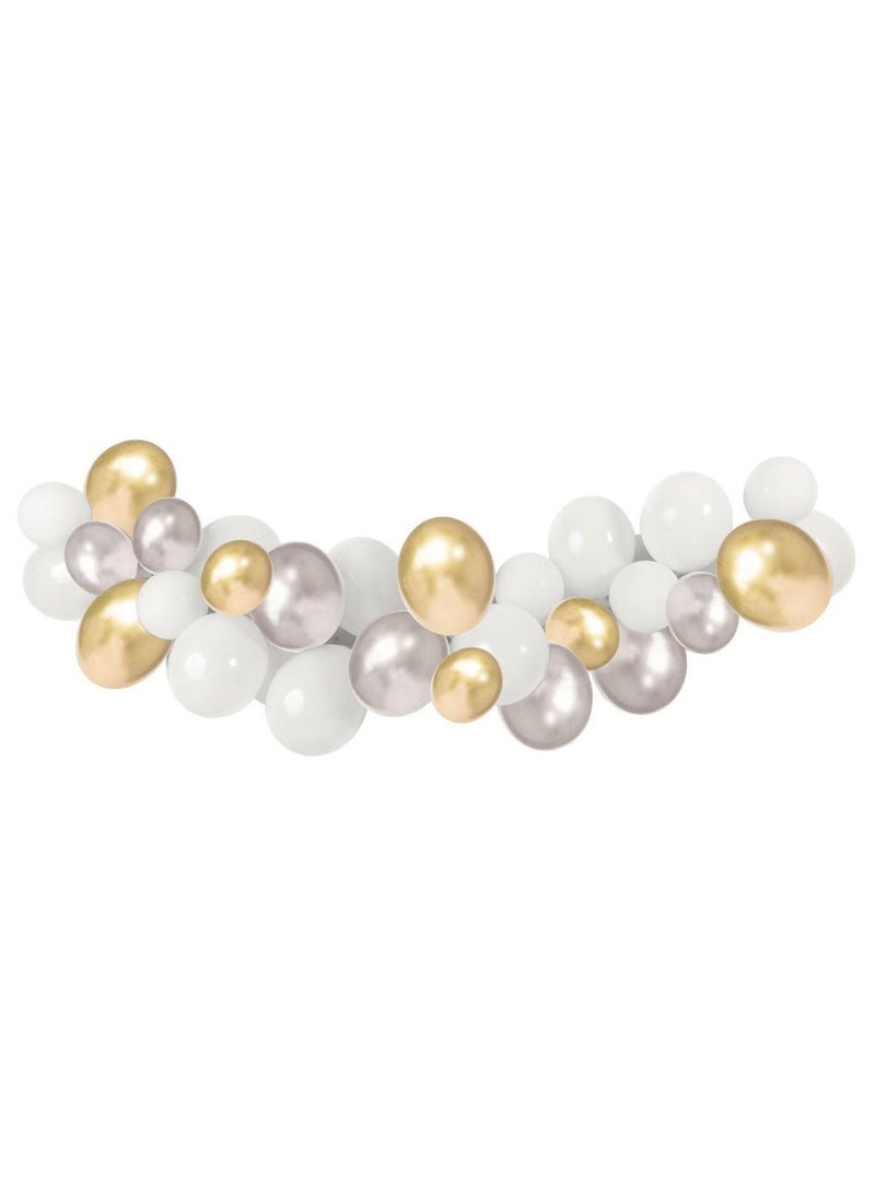 Folat Balloon Arch Metallic Silver Gold White DIY 40-Pack 3m