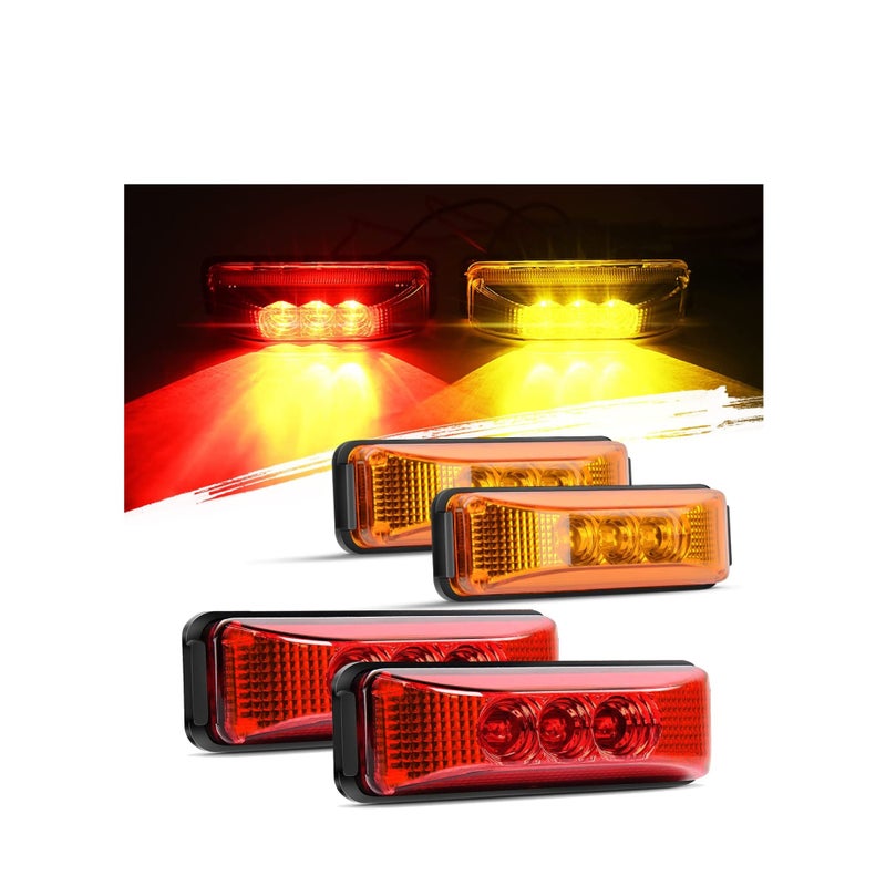 SOLARAE LED Marker Light TL-33 4PCS 3.9 Inch 3 Led Truck Trailer Light Front Rear LED Side Marker Lights Clearance Indicator Lamp Waterproof Sealed Surface Mounted LED Marker Light - Image 1