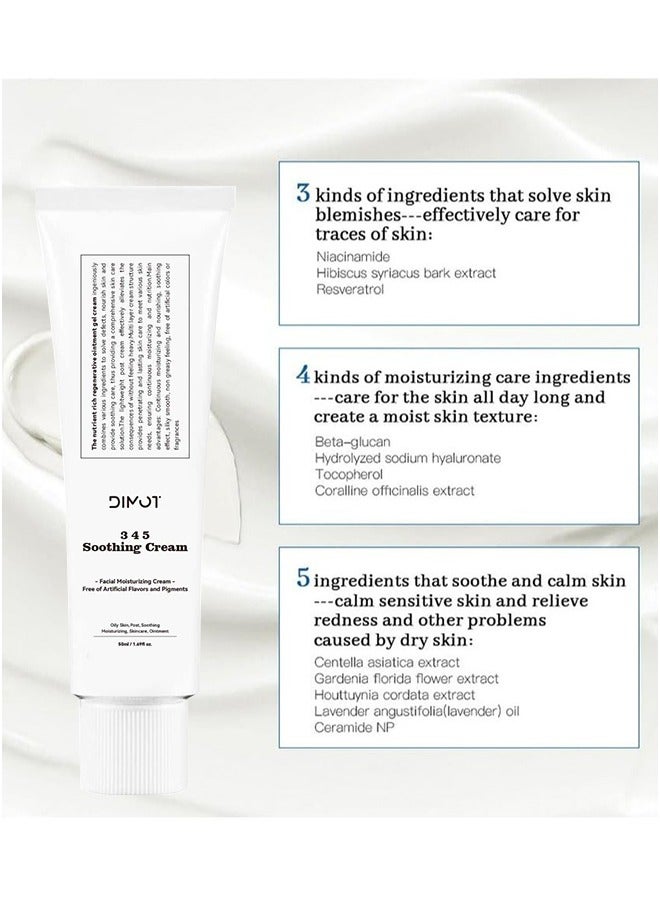 ديموت 345 كريم ريليف كير - 345 كريم إصلاح مكثف ، كريم مرطب مهدئ ، كريم حاجز للوجه ، كريم للوجه ، كريم للوجه ، العناية بالبشرة للبشرة الجافة والحساسة - ترطيب دائم وإصلاح الحاجز 50 مل - Image 2
