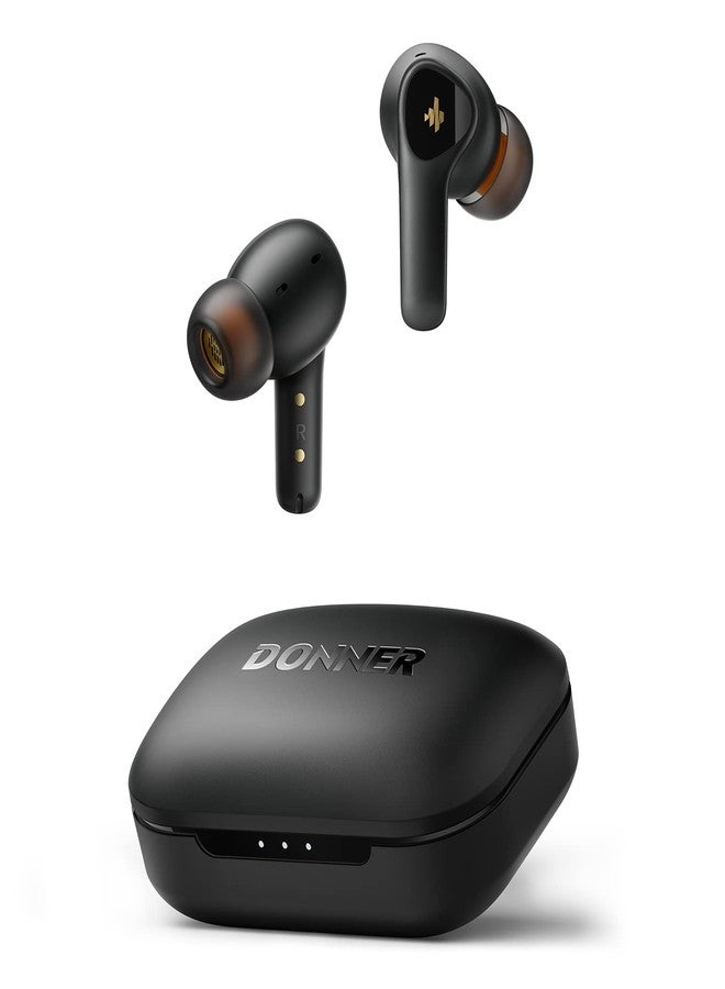 Donner Noise Cancelling Wireless Earbuds, Bluetooth 5.2 Earphones with 4 Mic Clear Calls, 12mm Drivers, App for Custom EQ, 32H Playtime, Fast Charging, Transparency - Dobuds ONE,Black - Image 1