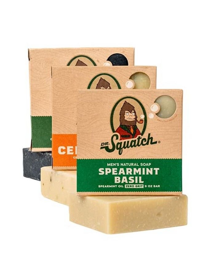 Dr. Squatch All Natural Bar Soap For Men 3 Bar Variety Pack Pine Tar Cedar Citrus And Spearmint Basil  - Image 1