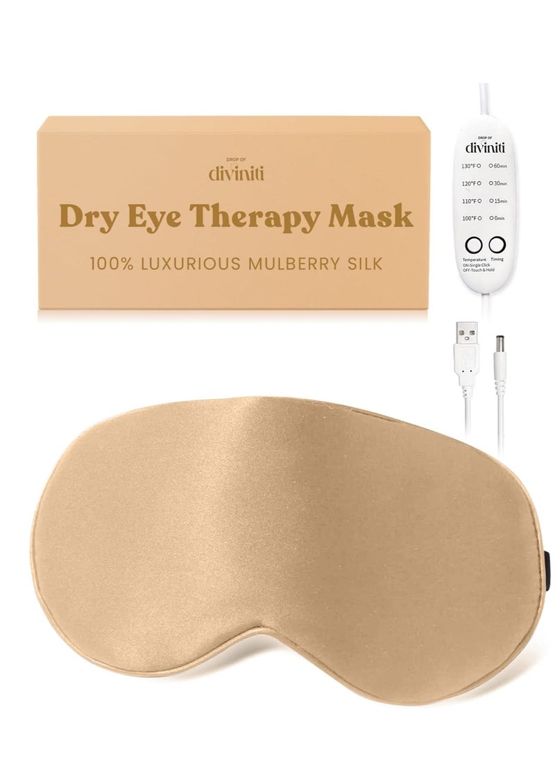 DROP OF DIVINITI Heated Eye Mask for Dry Eye Relief - Stye Eye Treatment, Warming Eye Mask for Dry Eyes Mask Warm Compress for Eyes, Sinus Mask Heated Eye Patch - Dry Eye Mask Moist Heat Electric Warming - Champagne - Image 1