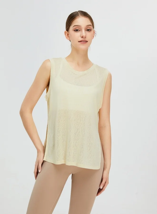 KAWN.YOGA Womens Tank Top Round Neckline Shirt