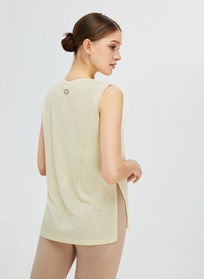Kawn.yoga Vanilla Yellow Womens Tank Top Round Neckline Shirt for Women | Best Price UAE