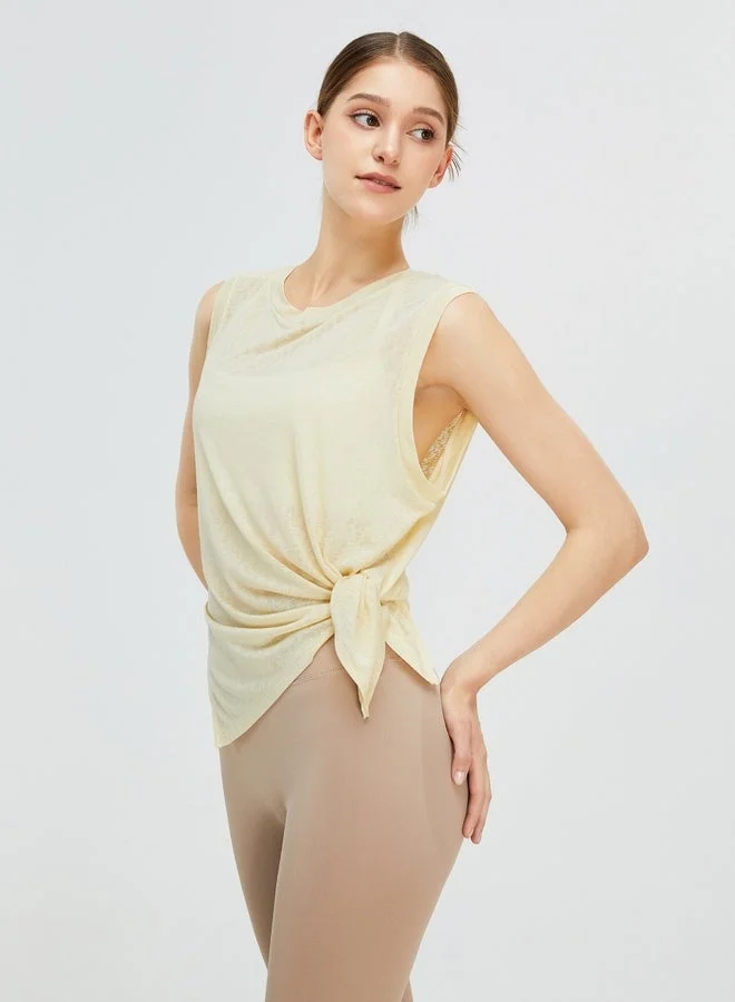 Kawn.yoga Vanilla Yellow Womens Tank Top Round Neckline Shirt for Women | Best Price UAE