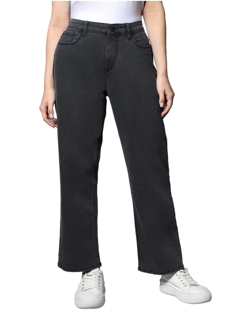 هاي ستار Dad Fit Black Clean Look Jeans for Women