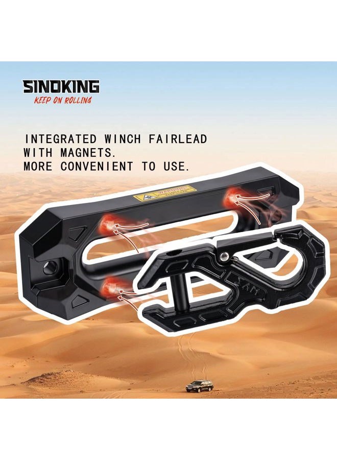 SINOKING Winch Fairlead with Tow Hook, Aluminum Hawse Fairlead with Grade 80 Forged Steel Winch Hook, 45000lb Break Strength Winch Fairlead Hook Set for Off-Road Vehicle Recovery, Black and Black - Image 4