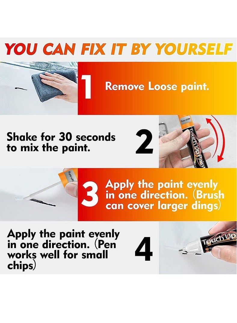 Muyixin Touch Up Paint for Cars/ Motorcycle, White Car Paint Touch Up, Car Paint Scratch Repair, Auto Paint Repair Pen, Professional Seamless Coverage - Image 3