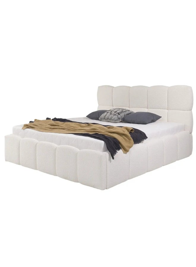 Bed and Mattress Home Haven Hideway Upholstered Premium Queen Size ( Mattress Size 160 X 200 CM ) Off White Color Bed Size 220 W X 180 L CM ( Mattress Sold Separately )  - Image 2