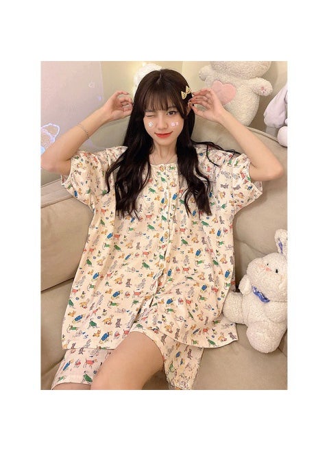 Generic - 2023 Cute Cartoon Animal Home Wear Pajamas for Girls [Short sleeve loose] Animal Paradise suit - Image 1