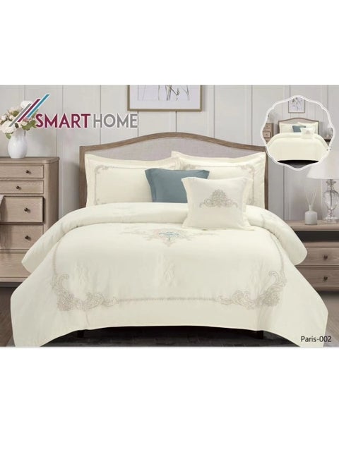 Embroidered two-sided quilt set, two-sided mattress, consisting of 6 pieces, quilt with 6-piece filling, 100% microfiber, quilt size 240 x 260 cm