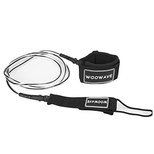 WOOWAVE Surfboard Leash Premium Surf Leash SUP Leg Rope Straight 6/7/8/9 feet for All Types of Surfboards (Clear Black Core, 9ft & 7mm) - Image 1