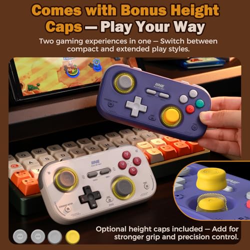 IINE Retro Pocket Game Controller with Hall Effect Joysticks, Switch 1 & 2 Compatible, Wireless Gamepad for Steam Deck, PC, Android, iOS, Customizable D-Pad, Vibration & Motion Control (Purple) - Image 5