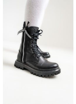 Mnpc Girl Black Leather Anatomical Boots  - Image 3