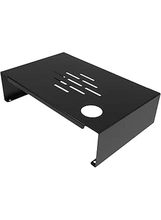 Black Metal Monitor Riser Stand With Storage Shelf For Desk Organization - Image 1