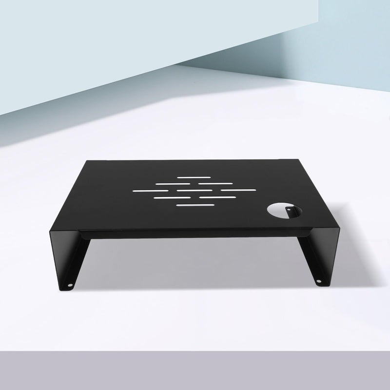 Black Metal Monitor Riser Stand With Storage Shelf For Desk Organization - Image 5